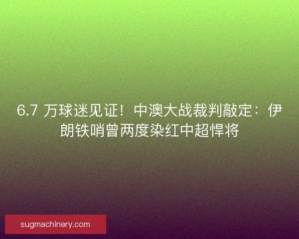 6.7 万球迷见证！中澳大战裁判敲定：伊朗铁哨曾两度染红中超悍将